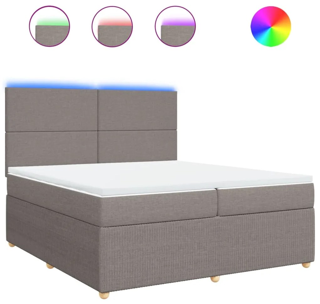 Κρεβάτι Boxspring με Στρώμα Taupe 200x200 εκ. Υφασμάτινο - Μπεζ-Γκρι