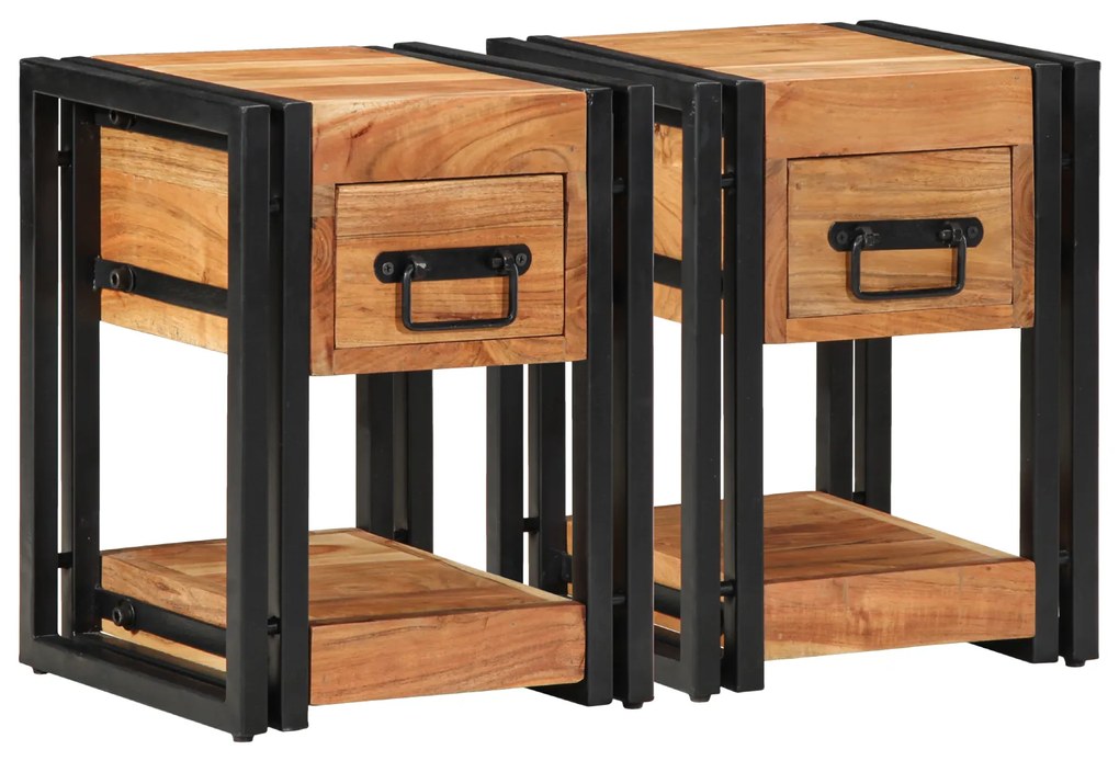 vidaXL Κομοδίνα 2 τεμ 30x30x40 εκ. Μασίφ Ξύλο Ακακίας