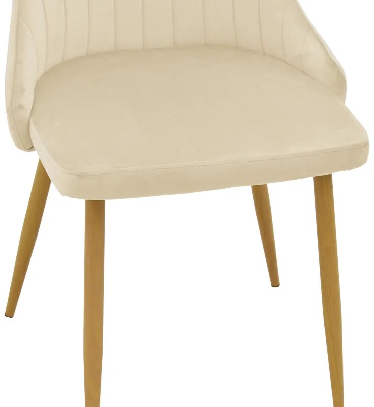 Καρέκλα Azori pakoworld μπεζ βελούδο με πόδι μετάλλου σε φυσική απόχρωση 49x55x85εκ