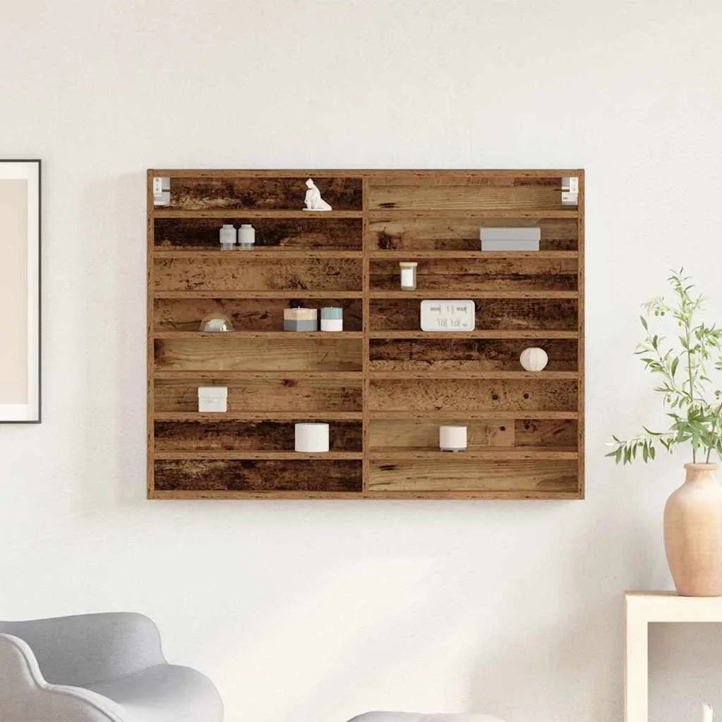 vidaXL Βιτρίνα με ράφι Παλιό ξύλο 100 x 8,5 x 75 cm Επεξεργασμένο ξύλο