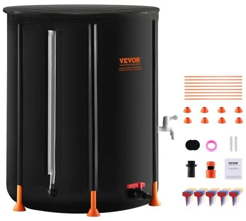 VEVOR Collapsible Rain Barrel 66 Gal Rain Catcher with Spigots and Overflow Kit