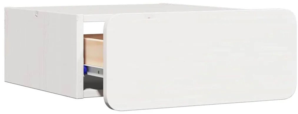 vidaXL Κομοδίνο με συρτάρι Λευκό 39 x 34 x 16.5 εκ. Μασίφ ξύλο πεύκου