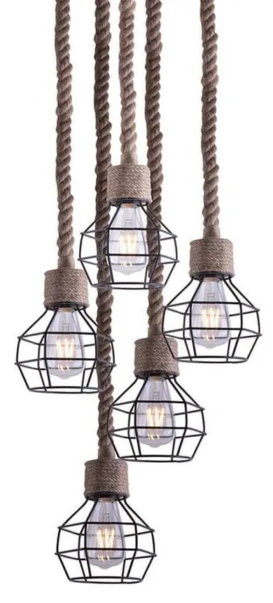 Φωτιστικό Οροφής - Ράγα 77-3685 Grenade-5 Rope &amp; Black Homelighting Rope, Metal