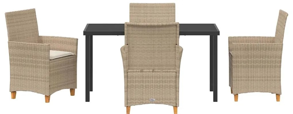 vidaXL Σέτ φαγητού για κήπο 5 pcs Μπεζ συνθετικό ρατάν