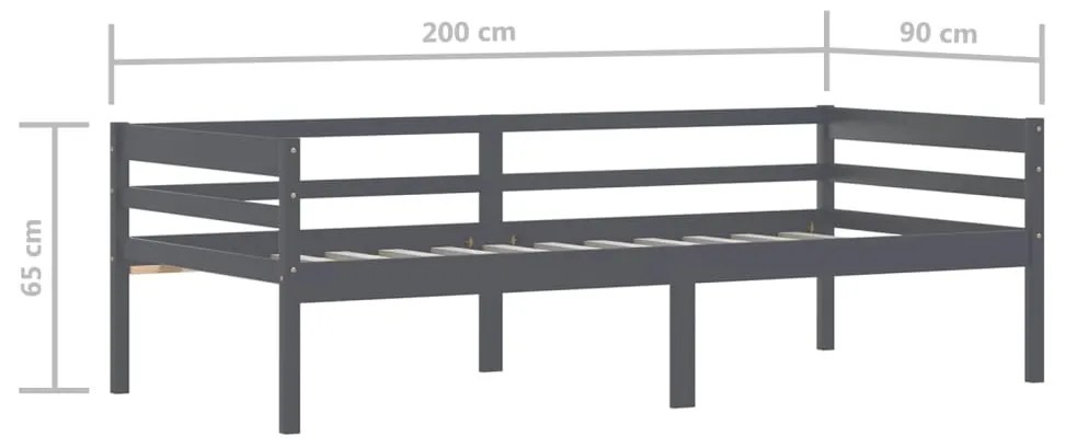 ΠΛΑΙΣΙΟ ΚΡΕΒΑΤΙΟΥ ΣΚΟΥΡΟ ΓΚΡΙ 90 X 200 ΕΚ. ΜΑΣΙΦ ΞΥΛΟ ΠΕΥΚΟΥ 322055