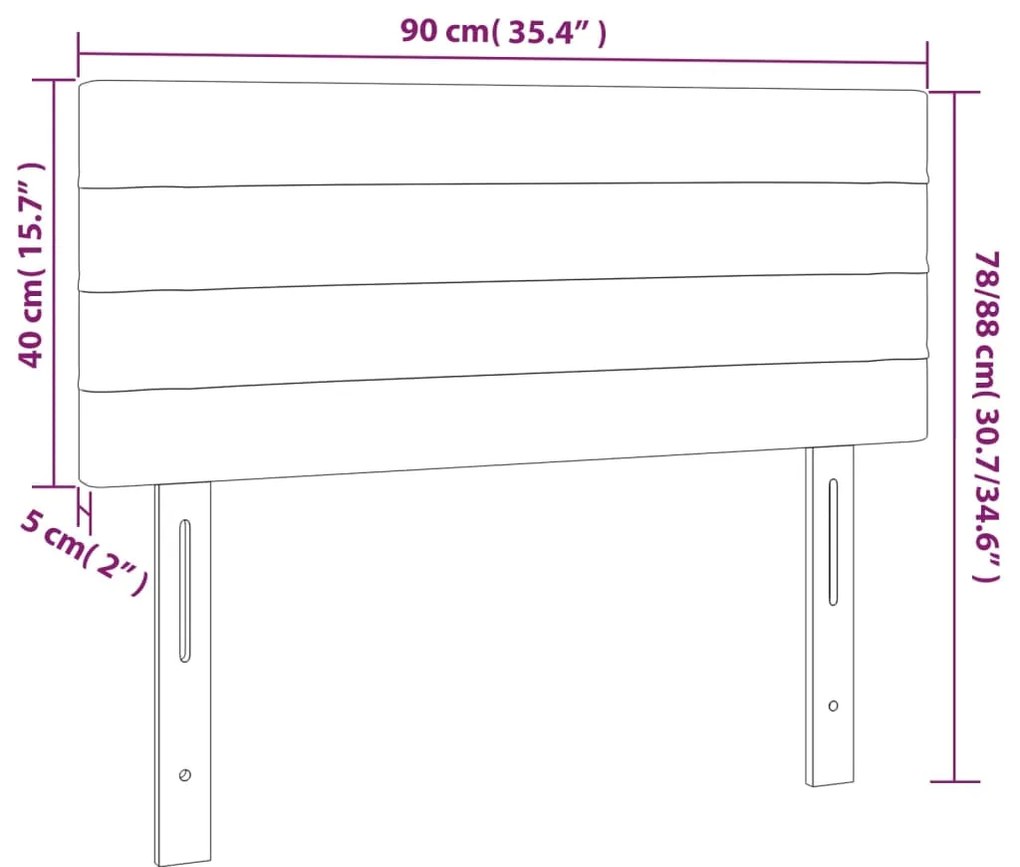 vidaXL Κεφαλάρι Κρεβατιού LED Μπλε 90x5x78/88 εκ. Υφασμάτινο