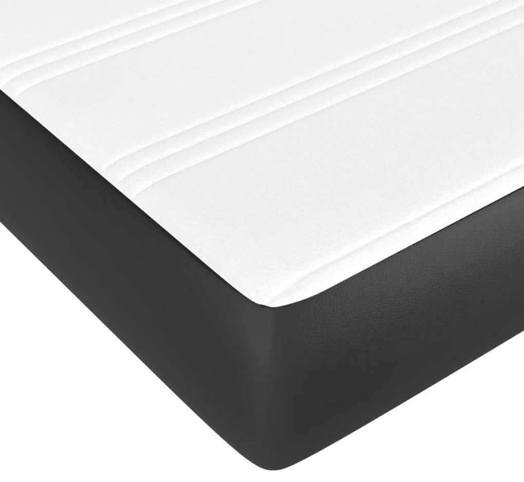 Κρεβάτι Boxspring με Στρώμα Μαύρο 90x190εκ. από Συνθετικό Δέρμα - Μαύρο