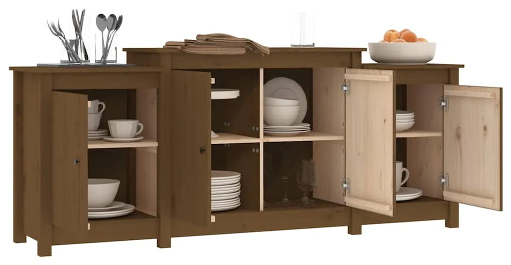 vidaXL Ντουλάπι Καφέ Μελί 164x37x68 εκ. από Μασίφ Ξύλο Πεύκου
