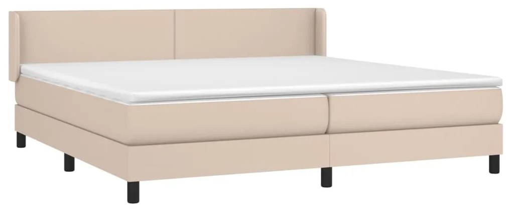 Κρεβάτι Boxspring με Στρώμα Καπουτσίνο 200x200εκ.από Συνθ.Δέρμα - Καφέ