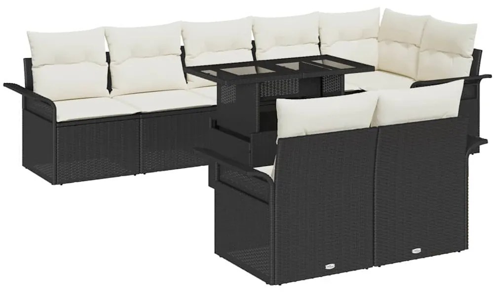 vidaXL Σετ Καναπέ Κήπου με μαξιλάρι 9 pcs Μαύρο Πολυ ράταν