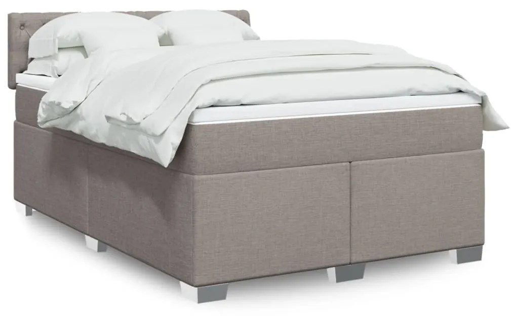 Κρεβάτι Boxspring με Στρώμα Taupe 160x200 εκ. Υφασμάτινο