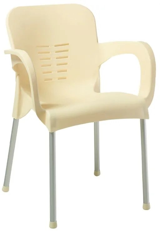 LARA-II Πολυθρόνα Dining Στοιβαζόμενη, ALU Silver, PP Εκρού  60x59x81cm Ε306,41