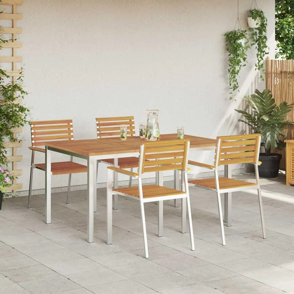 vidaXL ΣετΤραπεζαρίαςΚήπου 5 pcs Καφέ Στερεό Ακακία