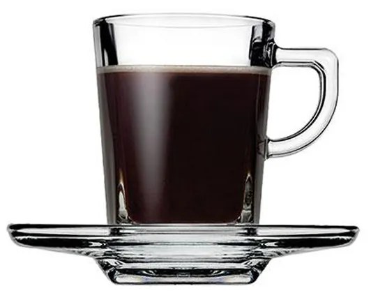 Φλυτζάνι Με Πιατάκι Espresso Γυάλινο-Διάφανο Carre ESPIEL 75ml-10x7εκ. SP95754K6