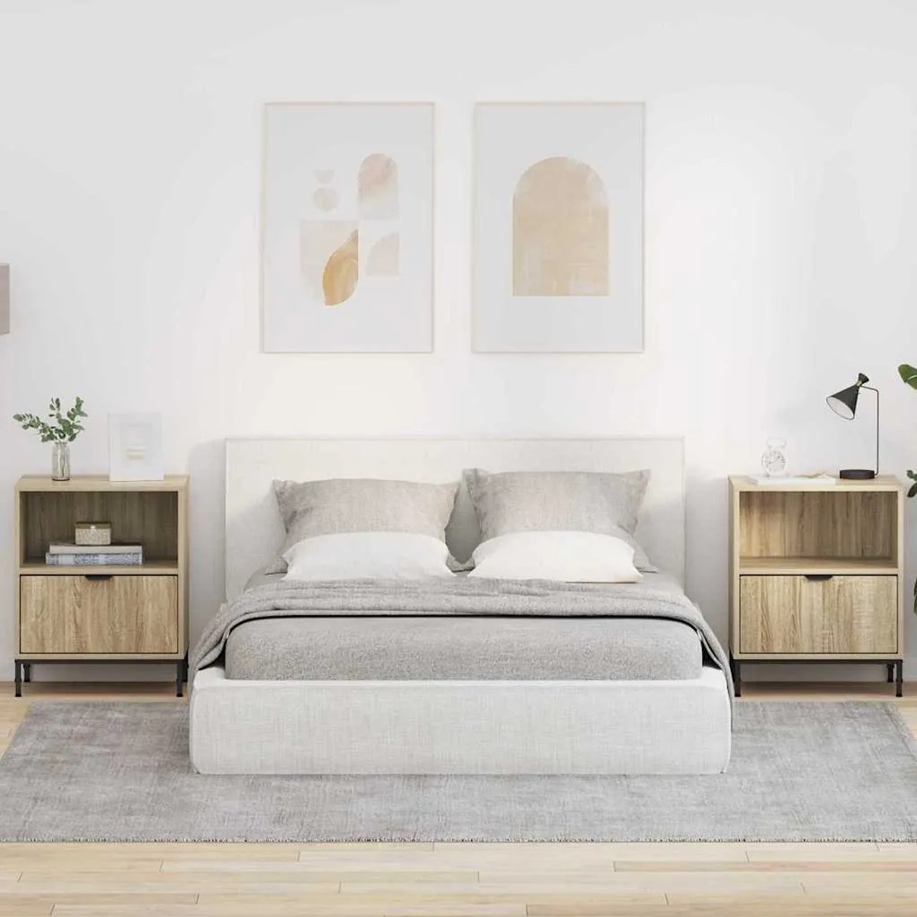 Κομοδίνα 2 pcs Sonoma Δρυς 49 x 36 x 61 εκ Επεξεργασμένο ξύλο