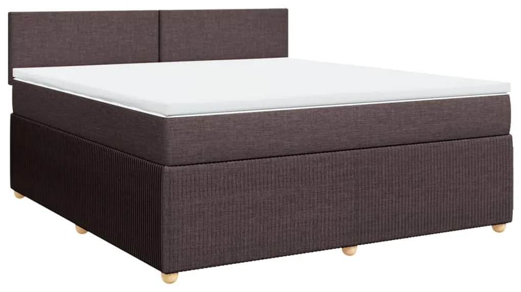 vidaXL Κρεβάτι Boxspring με Στρώμα Σκούρο Καφέ 180x200 εκ Υφασμάτινο