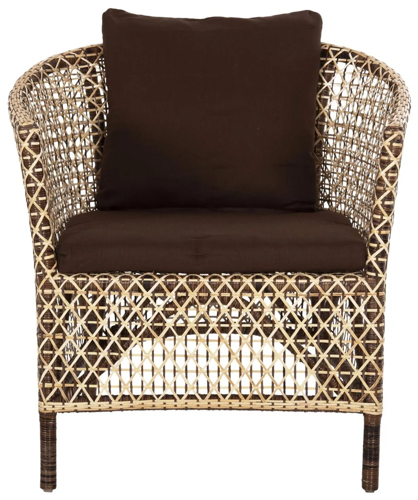 Καρέκλα - Πολυθρόνα SILMAR C6111 Καφέ - Φυσικό Rattan με Μαξιλάρια 82x76x85Υεκ. 82x76x85 εκ.