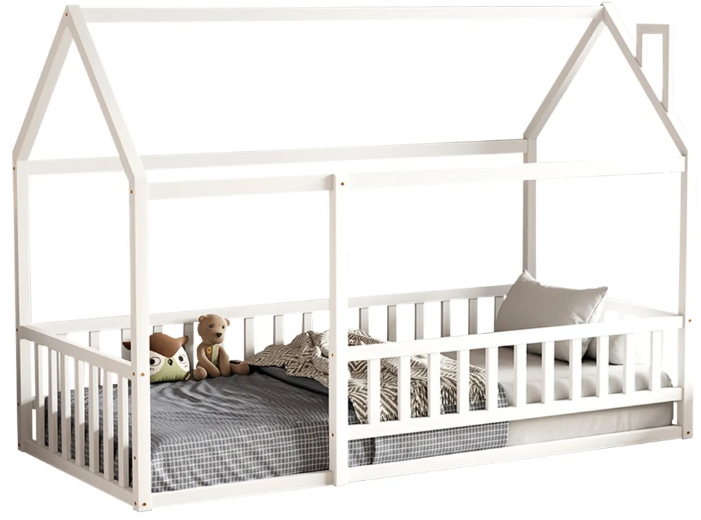 ΚΡΕΒΑΤΙ ΠΑΙΔΙΚΟ ΜΕ ΚΑΓΚΕΛΟ HOUSER HM706.03 τ.MONTESSORI ΞΥΛΟ ΠΕΥΚΟ ΛΕΥΚΟ-190x90εκ