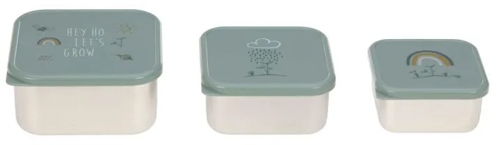 Set 3 δοχεία φαγητού Laessig Snackbox inox Garden Explorer Green