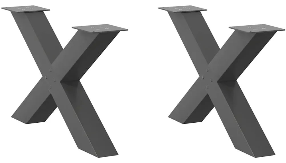 vidaXL Πόδια Τραπεζιού Σαλονιού σε Σχήμα Χ, 2 τεμ. Ανθρακί 70x(42-43) εκ. Ατσάλι