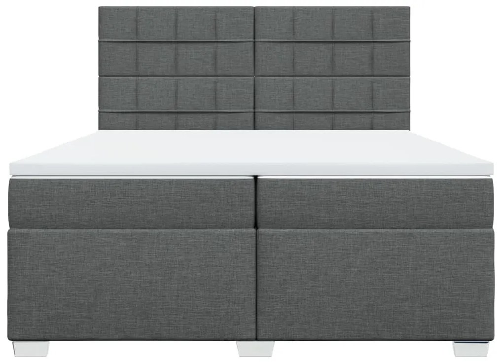 vidaXL Κρεβάτι Boxspring με Στρώμα Σκούρο Γκρι 200x200 εκ. Υφασμάτινο