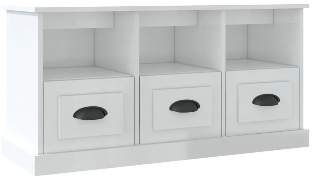 vidaXL Έπιπλο Τηλεόρασης Γυαλ. Λευκό 100x35x50 εκ. Επεξεργασμένο Ξύλο