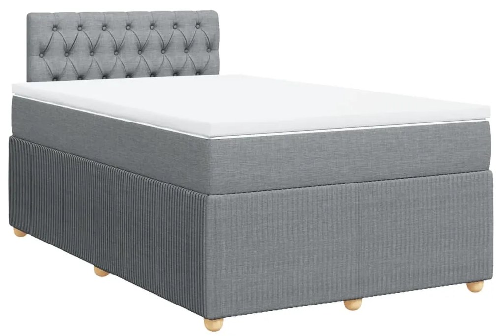 Κρεβάτι Boxspring με Στρώμα Ανοιχτό Γκρι 120x200 εκ. Υφασμάτινο - Γκρι