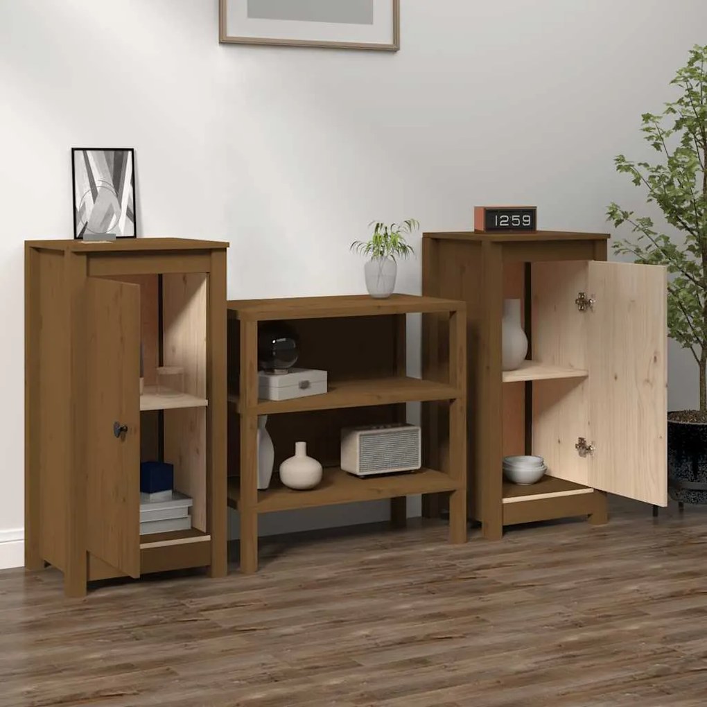 vidaXL Συρταριέρες 2 τεμ. Καφέ Μελί 39x35x80 εκ. από Μασίφ Ξύλο Πεύκου