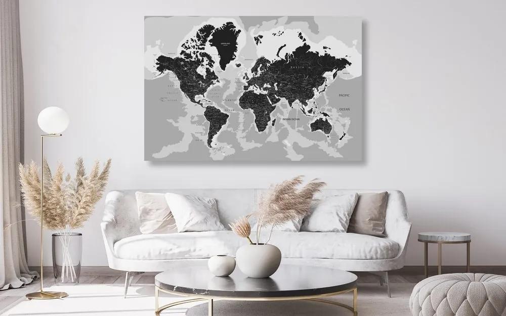 Εικόνα σε φελλό ενός σύγχρονου ασπρόμαυρου χάρτη - 120x80  color mix