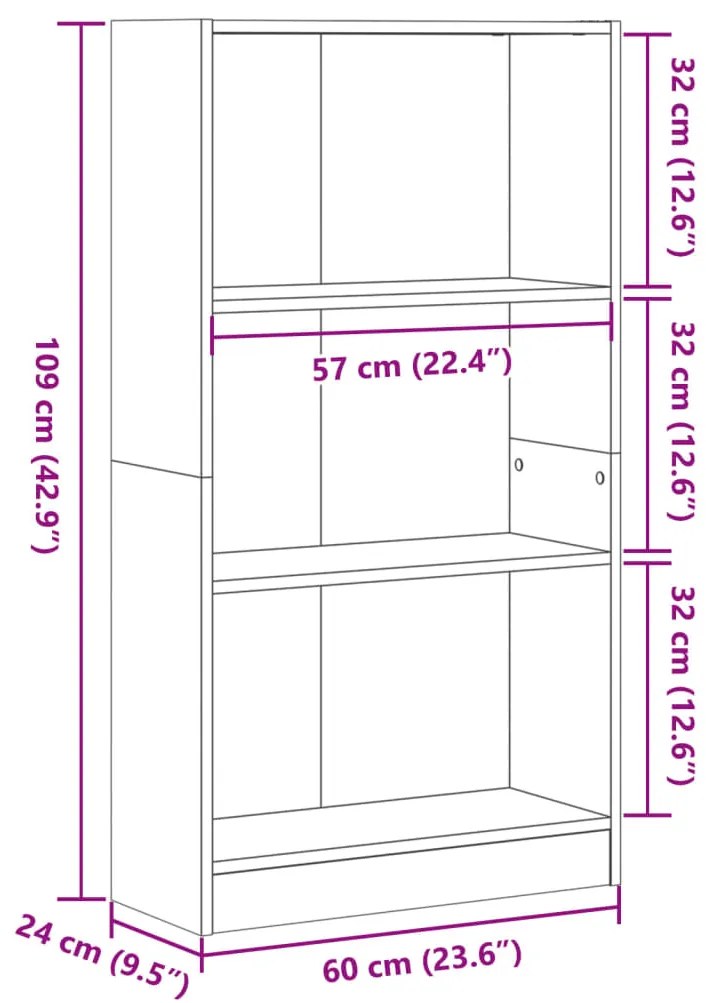 ΒΙΒΛΙΟΘΗΚΗ ΛΕΥΚΗ 60X24X109 ΕΚ. ΑΠΟ ΕΠΕΞΕΡΓΑΣΜΕΝΟ ΞΥΛΟ 857803