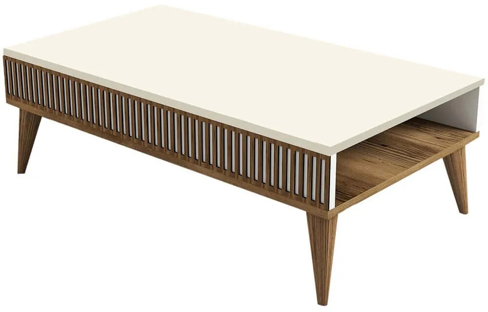 Τραπέζι Σαλονιού Milan 845HCT2887 105x60x34,6cm Walnut-Cream