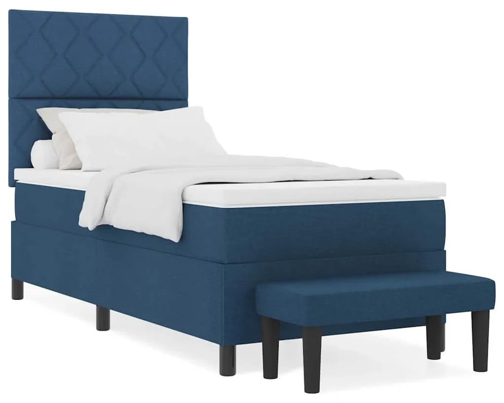 vidaXL Κρεβάτι με ελατήρια με στρώμα Μπλε 90 x 200 cm ύφασμα