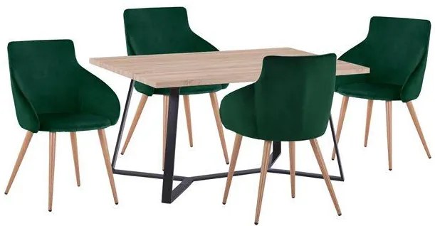 Σετ τραπεζαρίας C11182 5τμχ με Τραπέζι ALDWIN MDF 160x90εκ. & Καρέκλες IVY Βελούδο Κυπαρισσί