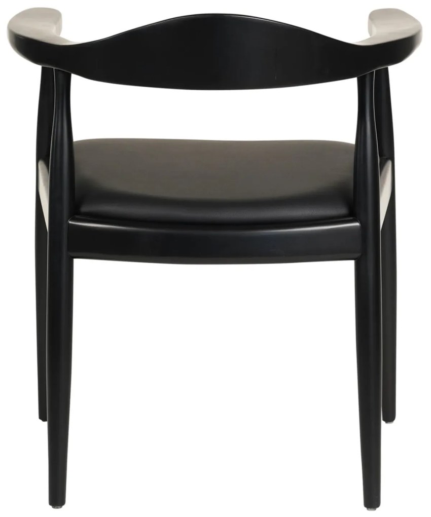 Πολυθρόνα Τραπεζαρίας ADOR RUBBERWOOD &amp; PU σε Μαύρο 62x54x76,5Υεκ 62x54x76.5 εκ.