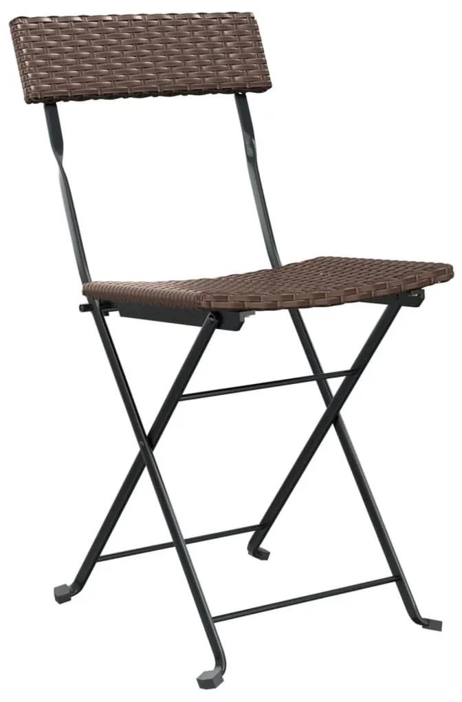 Καρέκλες Bistro Πτυσσόμενες 2τεμ. Καφέ Συνθετικό Ρατάν &amp; Ατσάλι - Καφέ