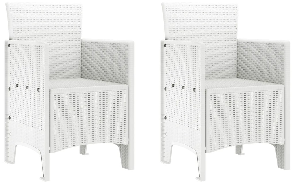 vidaXL Καρέκλα Κήπου 2 pcs Λευκό 53 x 49 x 85 εκ. PP
