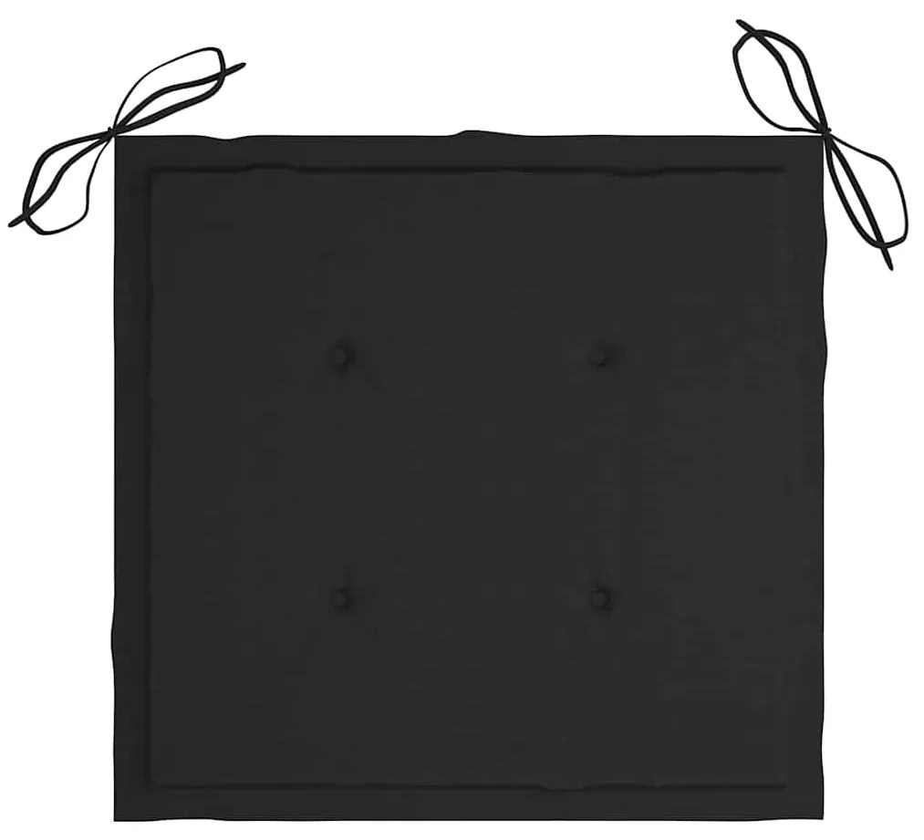 vidaXL Πολυθρόνα Κουνιστή από Μασίφ Ξύλο Teak με Μαύρο Μαξιλάρι