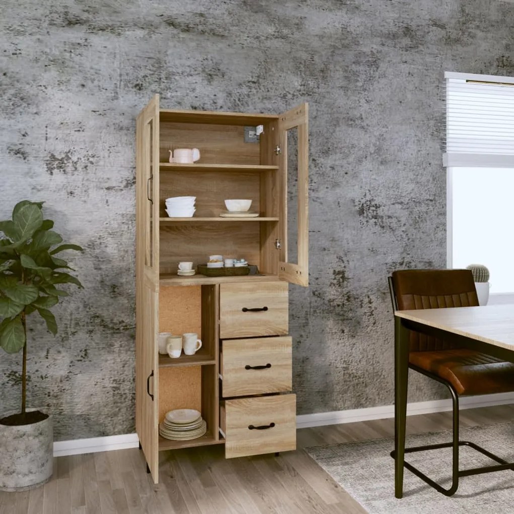vidaXL Ντουλάπι Sonoma δρυς 69,5 x 34 x 180 εκ. από Επεξεργασμένο Ξύλο