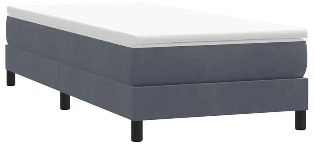 Κρεβάτι Boxspring χωρίς Στρώμα Σκούρο Γκρι 90x220 εκ. Βελούδινο - Γκρι