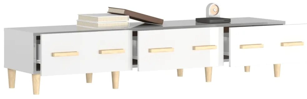 vidaXL Έπιπλο Τηλεόρασης Γυαλ. Λευκό150x34,5x30εκ.Επεξεργασμένο Ξύλο