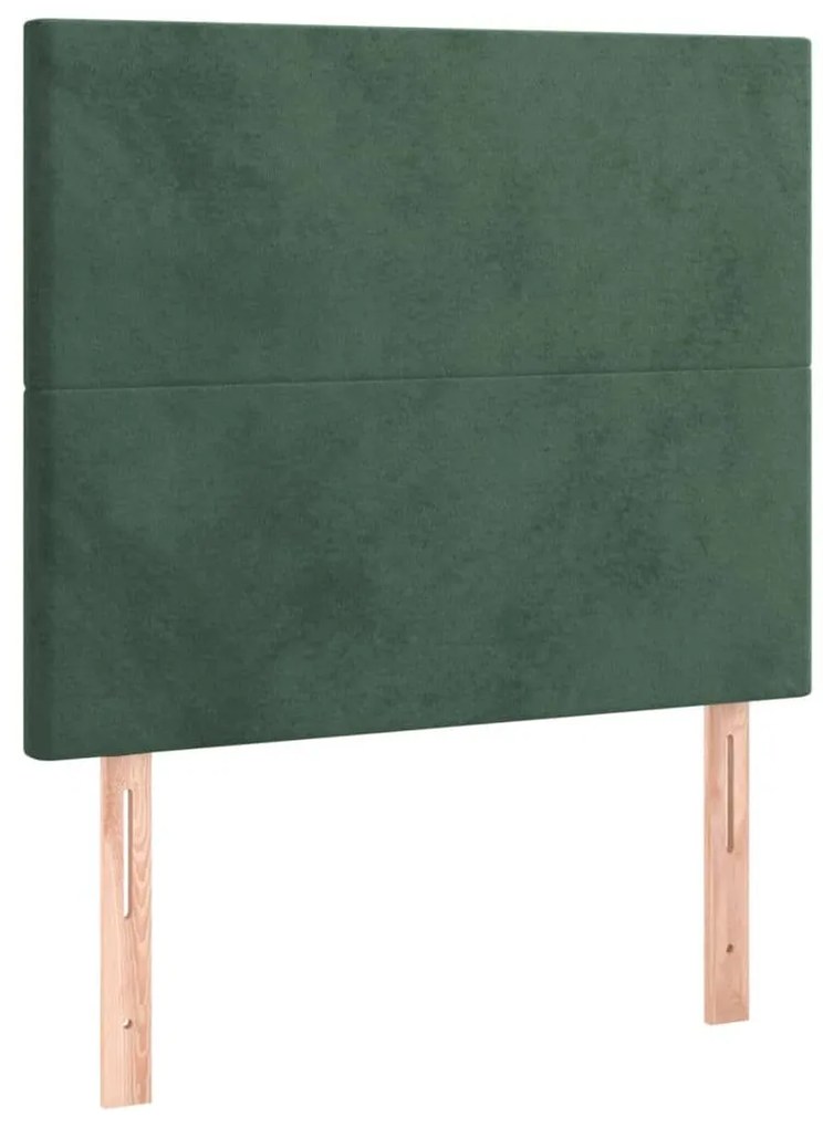 Κρεβάτι Boxspring με Στρώμα Σκούρο Πράσινο 90x200 εκ. Βελούδινο - Πράσινο