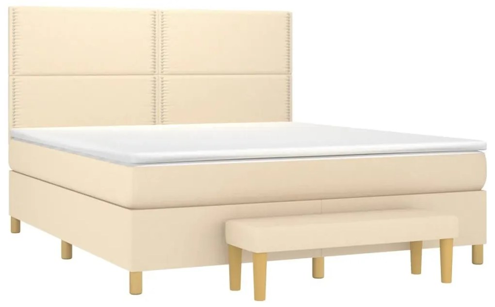 Κρεβάτι Boxspring με Στρώμα Κρεμ 160x200 εκ. Υφασμάτινο - Κρεμ