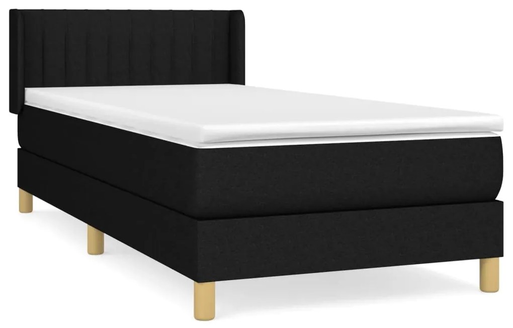 vidaXL Κρεβάτι Boxspring με Στρώμα Μαύρο 90x190 εκ.Υφασμάτινο