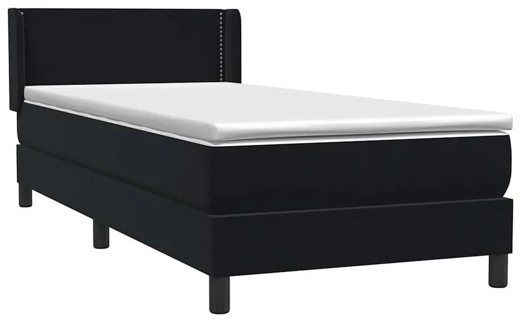 Box Spring Κρεβάτι με στρώμα Μαύρο 100x210 cm Βελούδινο - Μαύρο