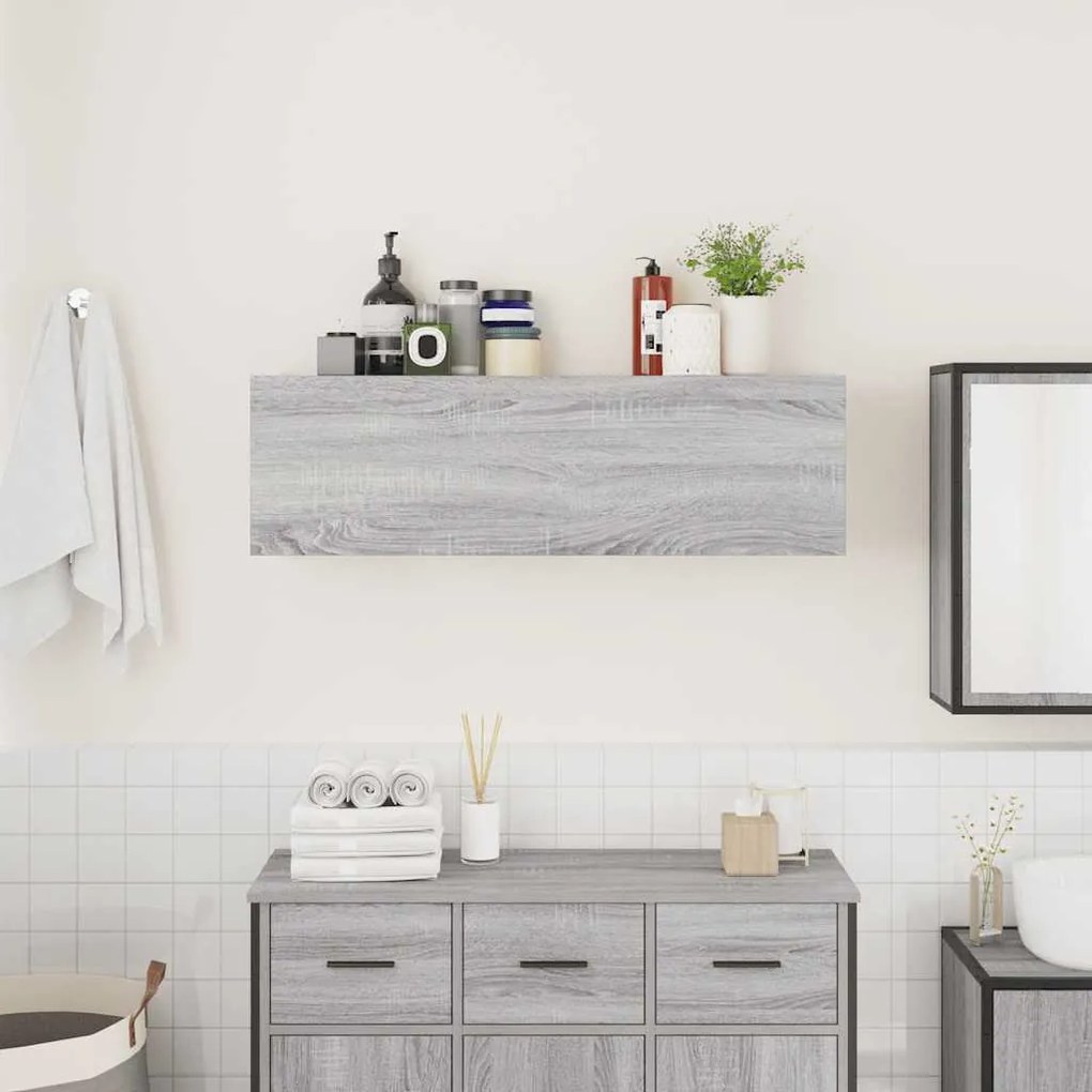 Ντουλάπι τοίχου μπάνιου Γκρι Sonoma 100x25x30 cm - Γκρι