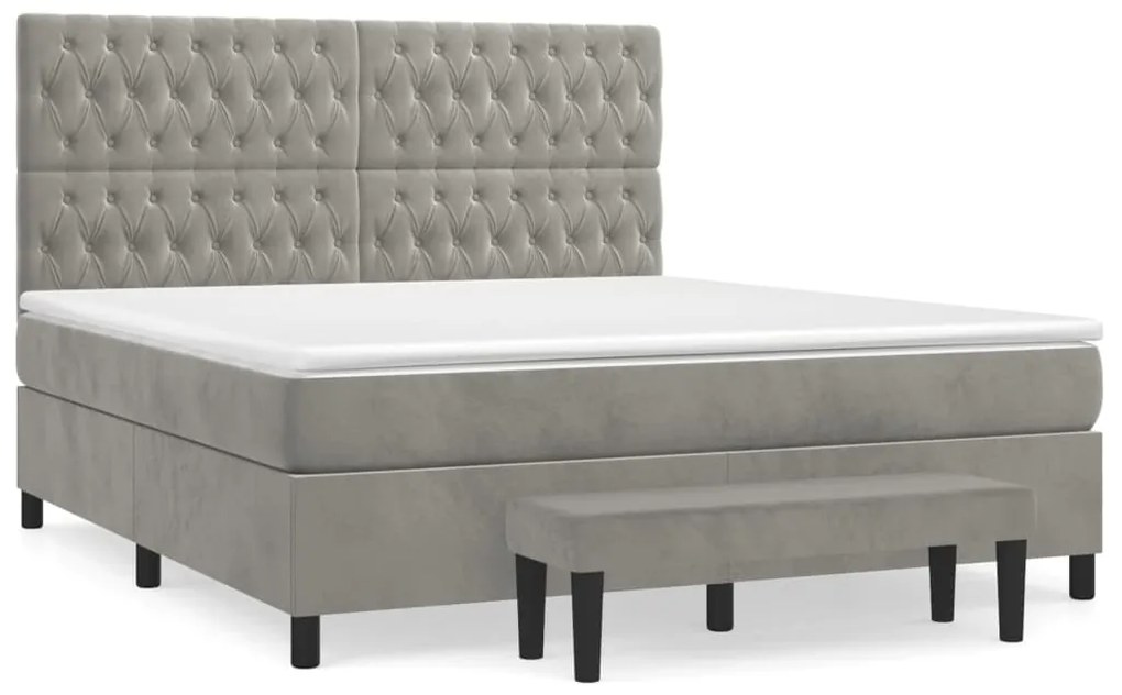 ΚΡΕΒΑΤΙ BOXSPRING ΜΕ ΣΤΡΩΜΑ ΑΝΟΙΧΤΟ ΓΚΡΙ 180X200 ΕΚ. ΒΕΛΟΥΔΙΝΟ 3138037