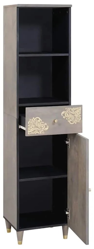 vidaXL Ντουλάπι Μπάνιου Γκρι 38 x 33 x 160 εκ. Στερεό ξύλο μάνγκο