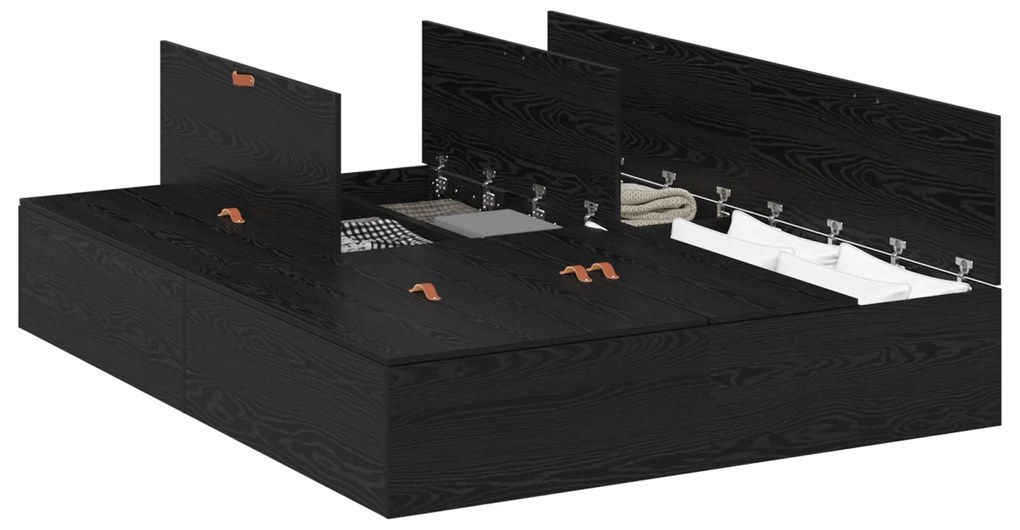 vidaXL Κρεβάτι Αποθήκευσης Μαύρο Βελανίδι 140x200 εκ.