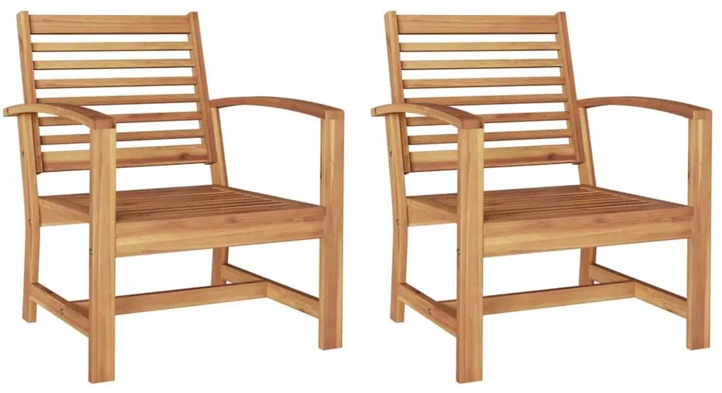 vidaXL Καρέκλες Κήπου 2 pcs Φυσικό 60 x 65 x 76.5 εκ Μασίφ ξύλο teak