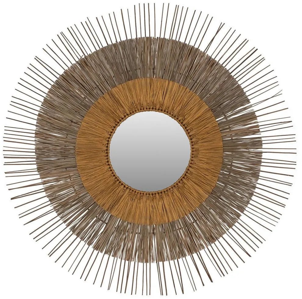Καθρέπτης HM7798 Με Πλαίσιο Mendong Grass Φ105cm Natural-Gold Glass,Seagrass